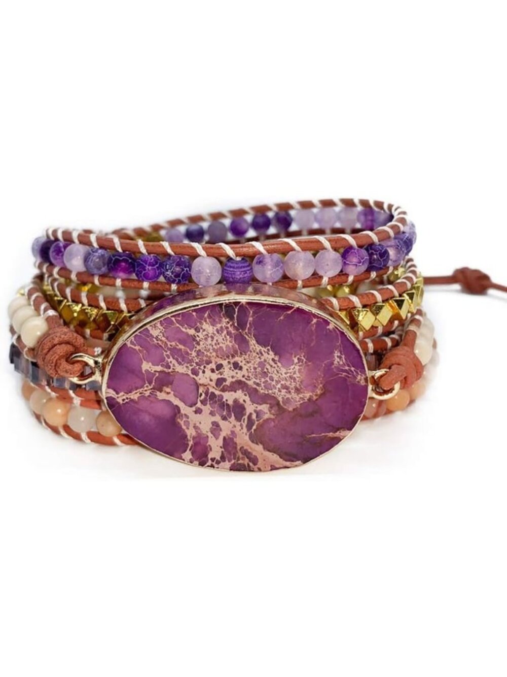 Boho Wrap Bead Bracelet for Women | Imperial Jasper Stone Jewelry Gift